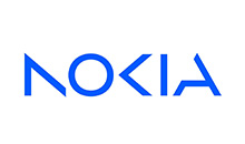 Nokia logo in blue with modern, stylized letters on a white background.
