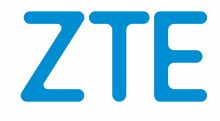 Blue ZTE logo on a white background with bold, rounded letters.